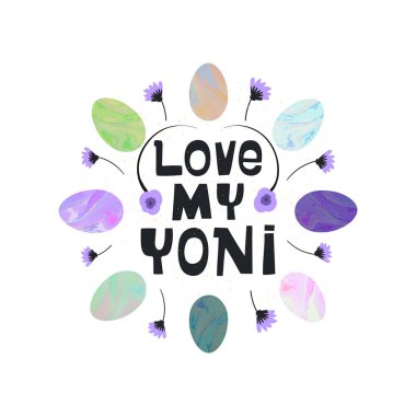 Kadın sağlık kampanyası düz vektör pankartı şablonu. İçinde yazı olan Yoni yumurtaları..