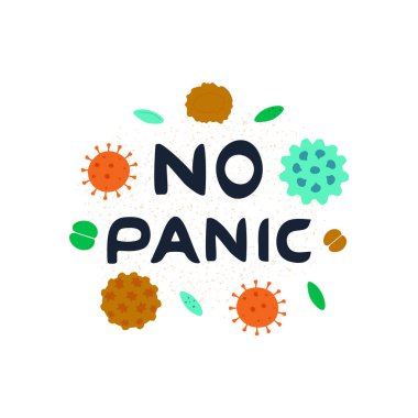 Whole world battles Coronavirus outbreak. Human pandemia. Coronavirus 2019-nC0V Outbreak. No panic lettering   clipart