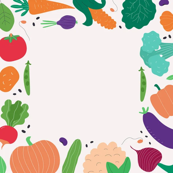 Vegetáriánus Nyers Étel Diéta Koncepció Színes Keret Másolási Hellyel Szöveghez — Stock Vector