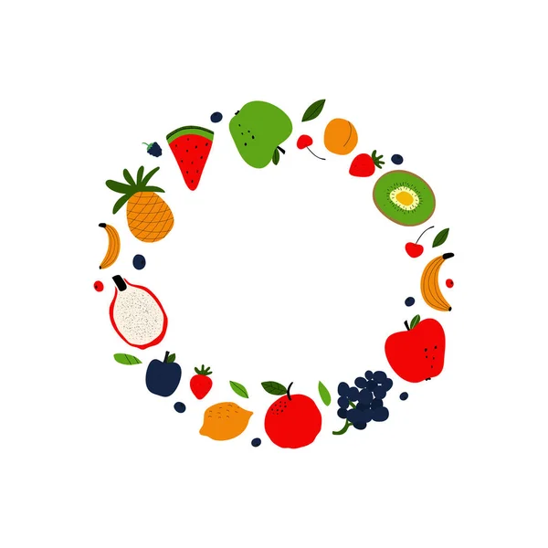 素食和生食饮食的概念 色彩艳丽的卡片 用于带有水果的印刷品或网页设计 以及文字的复制空间 平面矢量图解 — 图库矢量图片