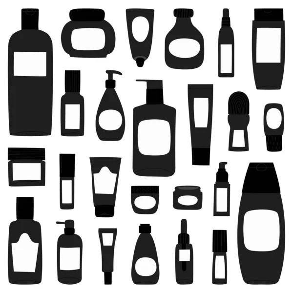 Большая Коллекция Шаблонов Пустых Чистых Серых Пластиковых Контейнеров Бутылки Брызгами — стоковый вектор