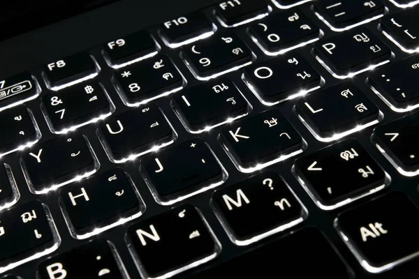 White light of keyboard English and Thai language. — Stock Photo, Image