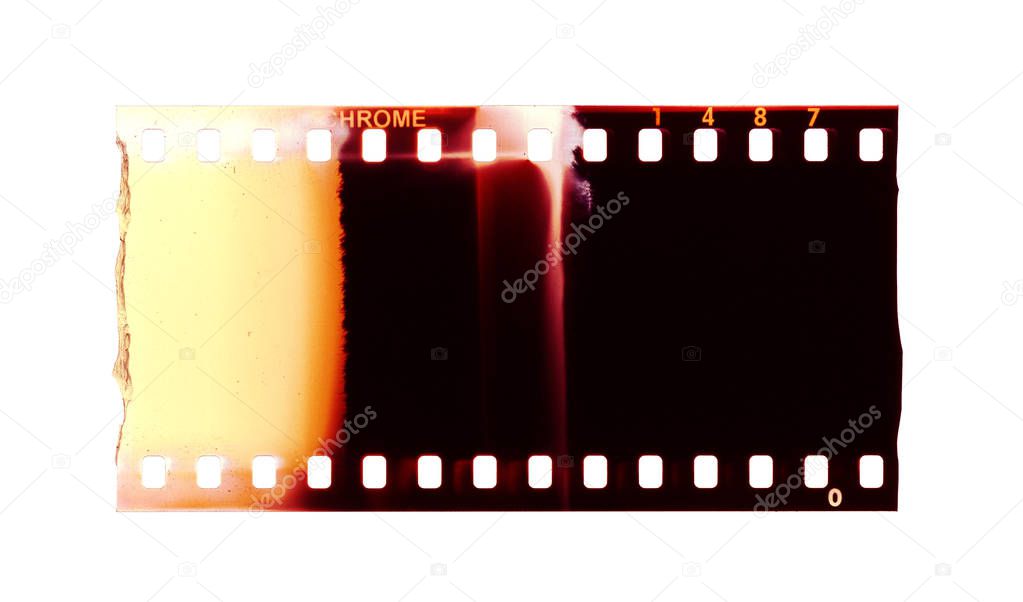 Film strip template 135 type (35mm) color positive (slide) isolated on white background with work path.