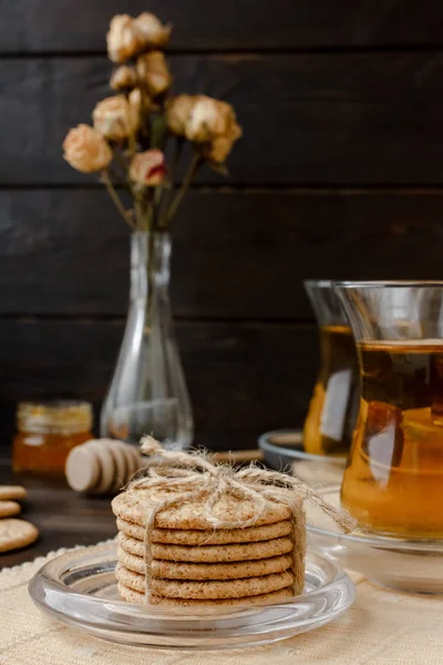 Turkish Tea Ceremony Eastern Authentic Tea Time Breakfast Two People — Stock Photo, Image