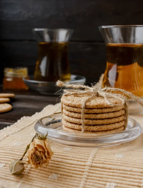 Turkish Tea Ceremony Eastern Authentic Tea Time Breakfast Two People — Stock Photo, Image