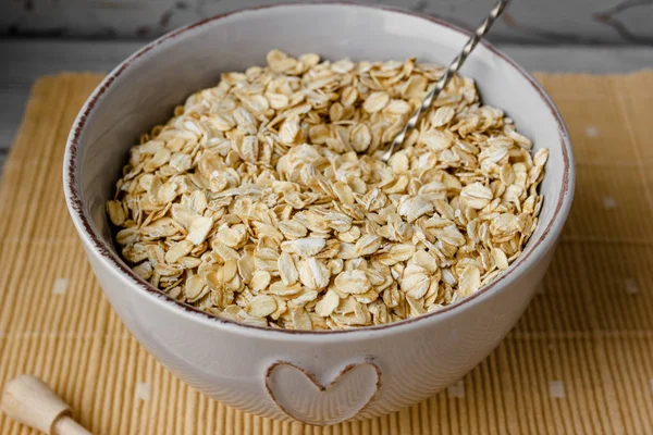 Desayuno Saludable Cereal Avena Taza Leche Tarro Mermelada Casera Galletas —  Fotos de Stock