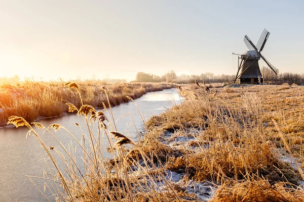 Windmill near Sande at cold winter morning — Stock Photo, Image