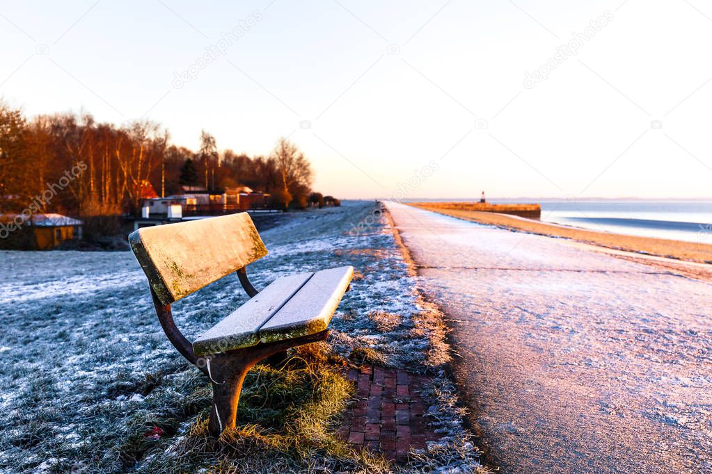 Bench on the dike at Wilhelmshaven