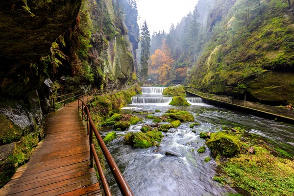 Kamnitz Gorge in Saxon switzerland national park — Stok Foto