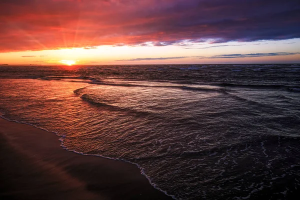 Seunset en una playa cerca de Hirtshals — Foto de Stock