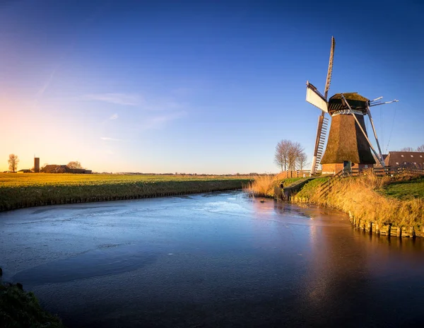 Windmill de Meervogel at winter afternoon — Stock Photo, Image