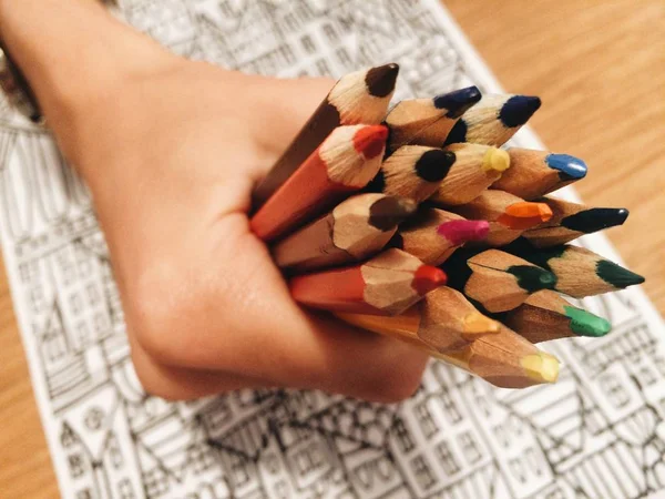 Renkli kalemler. Boyama kitabı