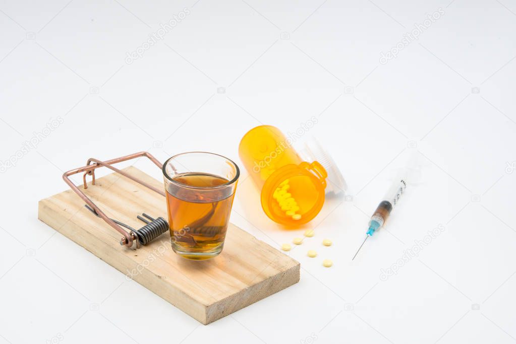 Drug Trap Alcohol shot glass horizontal