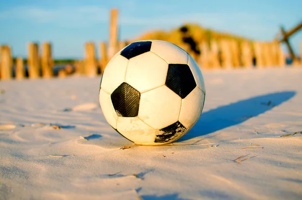 Classic black and white football soccer ball — Stock Photo, Image