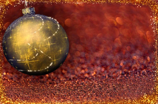 色の背景上の黄金のクリスマス ボール — ストック写真