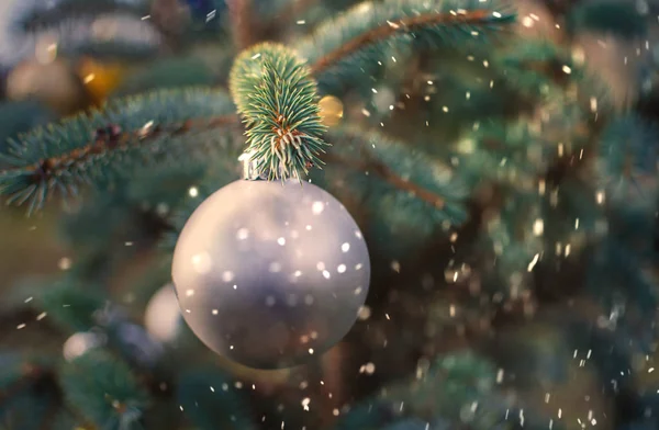 Decorazione palla d'argento di Natale — Foto Stock