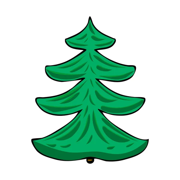 Árvore de Natal isolada sobre fundo branco. Estilo de desenho animado verde abeto de Natal ou pinheiro . —  Vetores de Stock