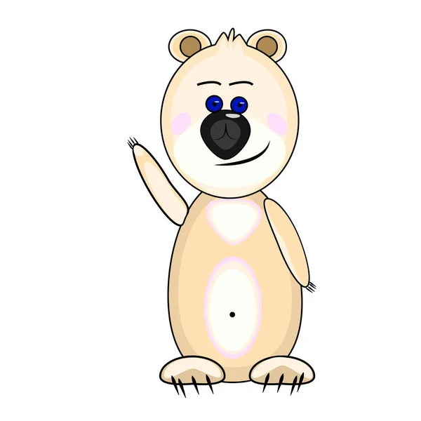 Orso isolato su sfondo bianco. Cartoon Teddy orsacchiotto design in stile piatto. Semplice bianco carattere orso polare . — Vettoriale Stock