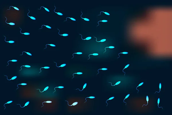 Hareket eden spermlerin geçmişi. Doğal döllenme. Sperm ve yumurta. — Stok Vektör