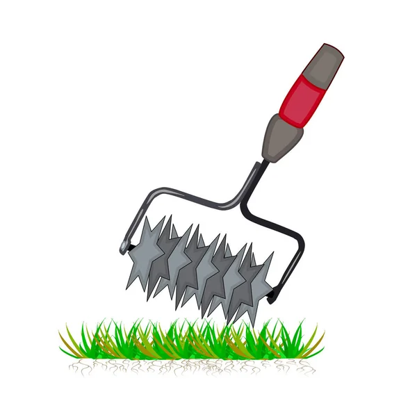 Lawn Aeration Tool Isolated White Background Color Cartoon Lawn Aeration — Stock vektor