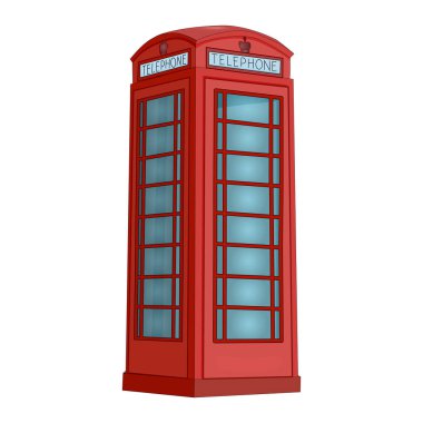 Londra telefon kulübesi beyaz arka planda izole edilmiş. Kırmızı telefon kulübesi. İngiliz tarzı telefon kulübesi. Geleneksel İngiliz telefon kulübesi. Klasik kültür objeleri. Stok vektör illüstrasyonu