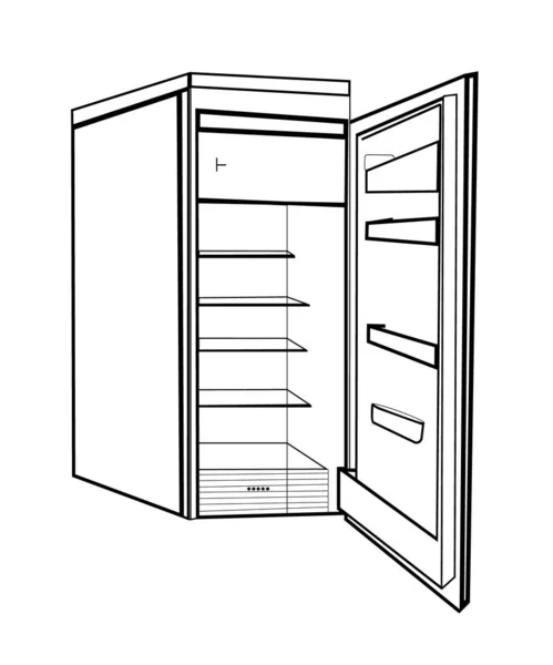 Cocina Abierta Nevera Congelador Icono Ilustración Esquemática Del Icono Del — Archivo Imágenes Vectoriales