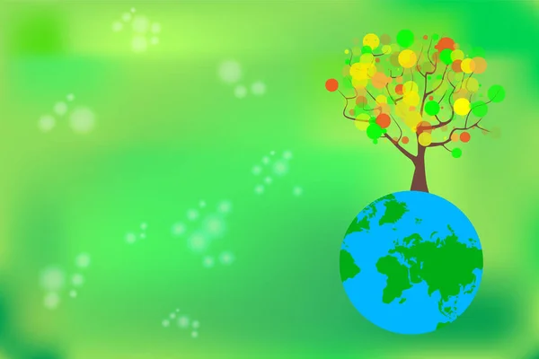 Arbre Planète Terre Symbole Jour Terre Concept Écologique Avec Éco — Image vectorielle