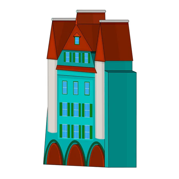 Casa Perspectiva Vista Aislada Sobre Fondo Blanco Ciudad Ciudad Clásica — Vector de stock