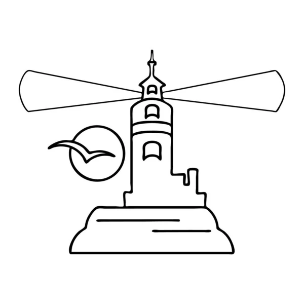 Leuchtturm Symbol Isoliert Auf Weißem Hintergrund Umriss Leuchtturm Logo Für — Stockvektor
