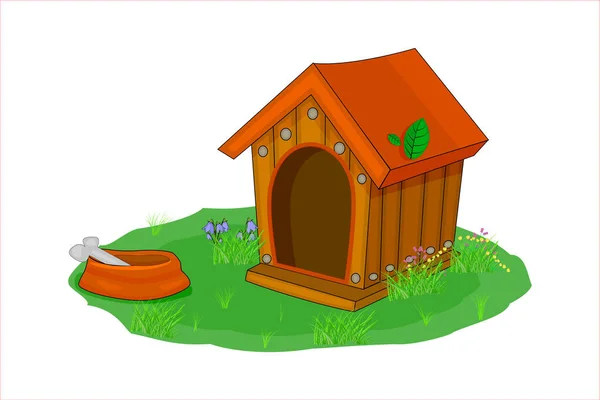 Doghouse Aislado Sobre Fondo Blanco Guardias Madera Patio Trasero Perrera — Vector de stock