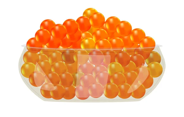 Röd Kaviar Glasskål Isolerad Vit Bakgrund Äta Förrätt Och Måltid — Stock vektor