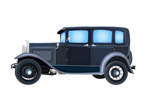 Coche Vintage Aislado Sobre Fondo Blanco Antiguo Sedán Retro Clásico — Vector de stock