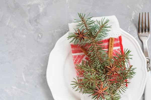 Christmas serving of a white plate — Stock Photo, Image