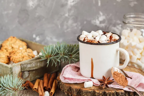 Ζεστό κακάο Χριστούγεννα με marshmallow — Φωτογραφία Αρχείου