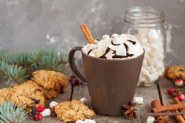 Hot Christmas cacao with marshmallow
