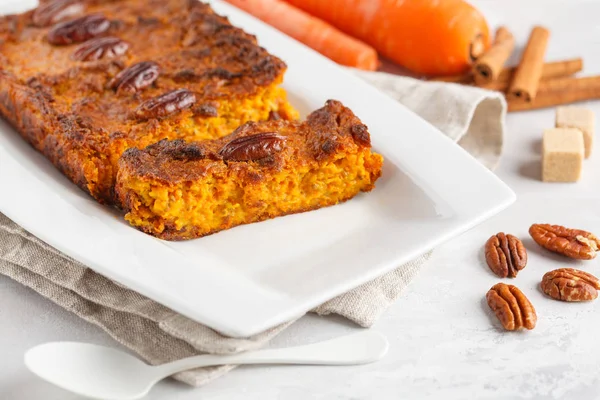 Healthy alternative vegan carrot cake, vegetarian pastries ingre