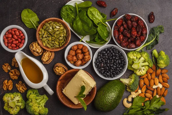 Concepto de alimentación saludable. vitamina E alimentos, antecedentes alimentarios , — Foto de Stock