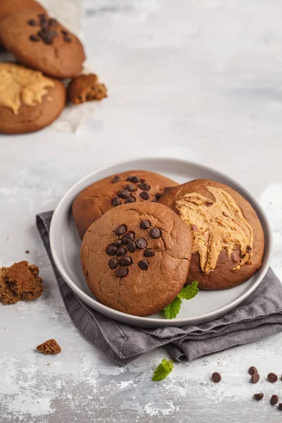 Vegan aquafaba peanut butter cookies with carob and chocolate