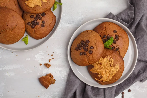 Vegan aquafaba peanut butter cookies with carob and chocolate