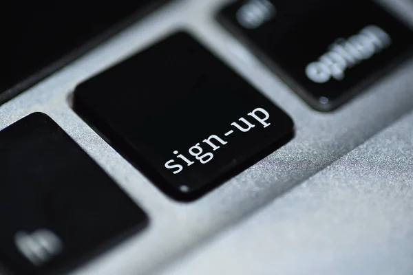 Creative Representation Signing Online Writing Computer Button — Stock Photo, Image
