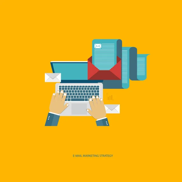 E mail marketing strategi koncept. Flat vektorillustration. — Stock vektor