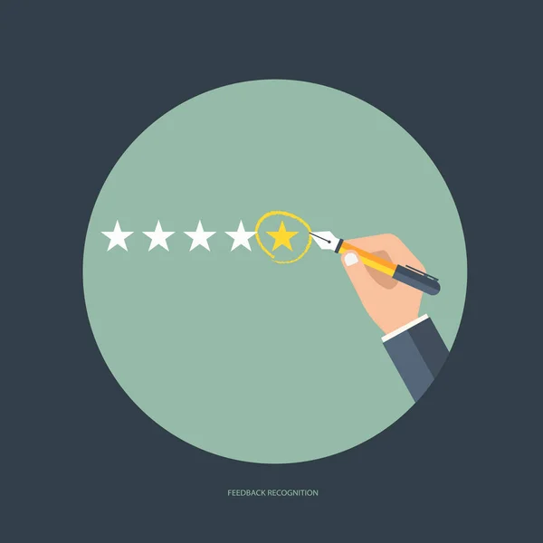 Feedback erkenning concept. Rating op klant dienst illustratie. Website rating feedback en herziening concept. Platte vectorillustratie. — Stockvector