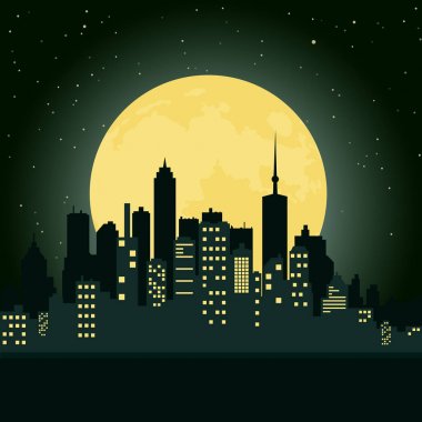 Gece şehir. Basit vektör çizim