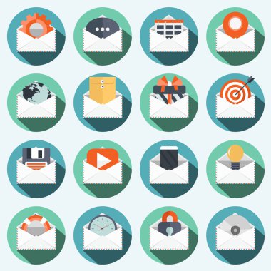 Küresel iletişim Icon set. E posta, yeni mesaj, iletişim için kavram.