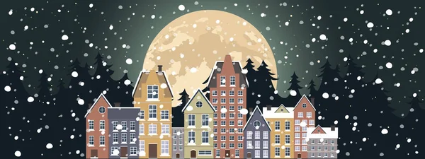Зимовий пейзаж. Новорічний плакат. Зима в селі . — стоковий вектор