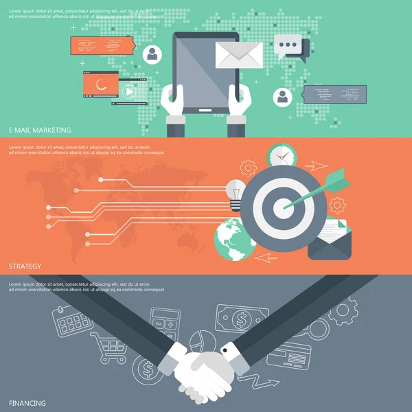 Набір Концепцій Плоского Дизайну Векторної Ілюстрації Електронного Маркетингу Пошти Бізнес — стоковий вектор