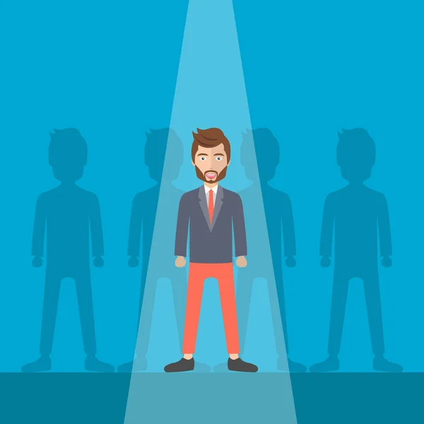 Homme Affaires Leader Démarquant Foule Embaucher Nouvelles Personnes Concept Illustration — Image vectorielle