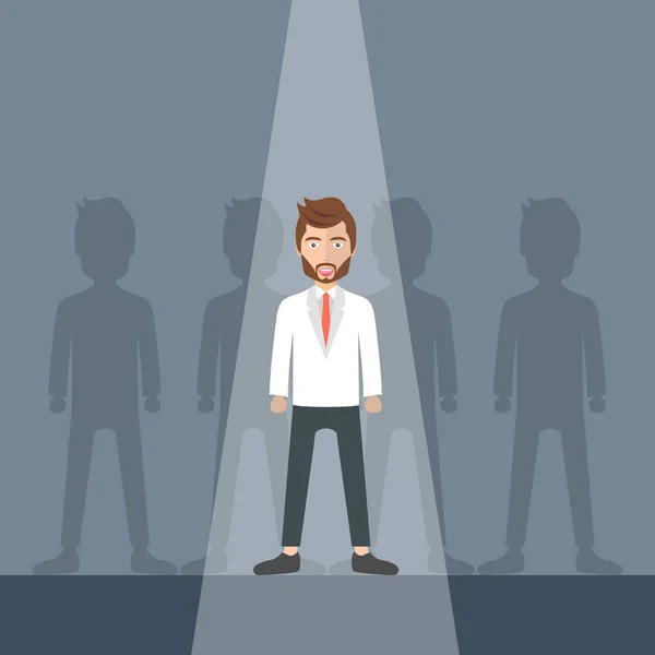 Homme Affaires Leader Démarquant Foule Embaucher Nouvelles Personnes Concept Illustration — Image vectorielle