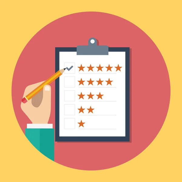 Рейтинг Ілюстрації Обслуговування Клієнтів Рейтинг Сайту Відгуки Концепція Огляду Плоский — стоковий вектор