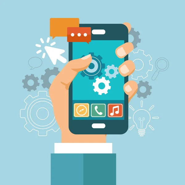 Icono Desarrollo Aplicaciones Concepto Para Construir Negocios Exitosos Teléfono Móvil — Archivo Imágenes Vectoriales